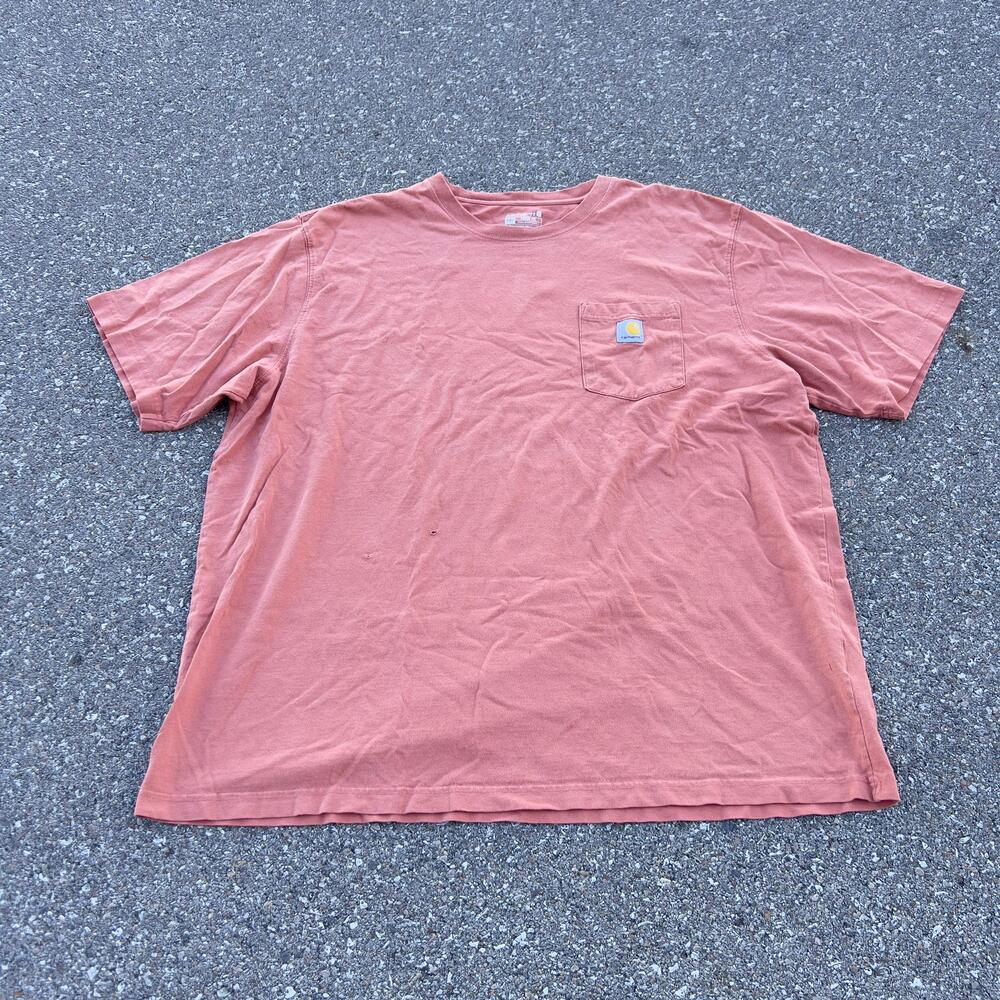 Carhartt Shirt Mens 2XL Pink Loose Fit Pocket Short Sleeve Workwear Cotton Tee